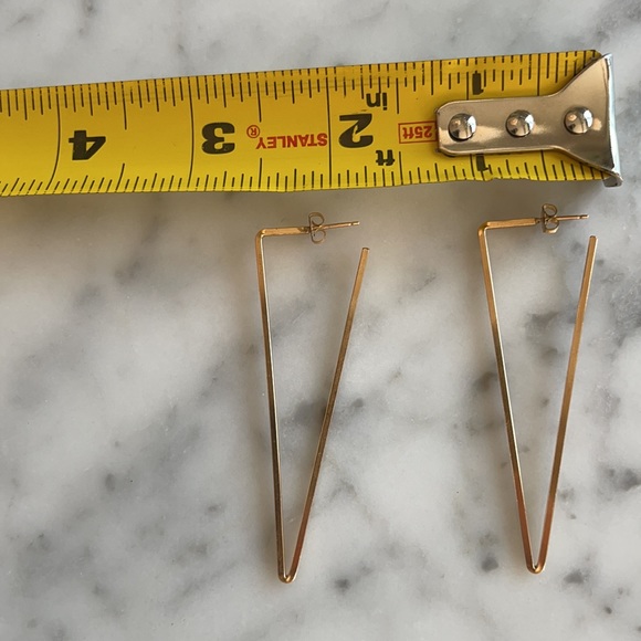 Gold Fill Triangle Hoop Earrings - Picture 5 of 5